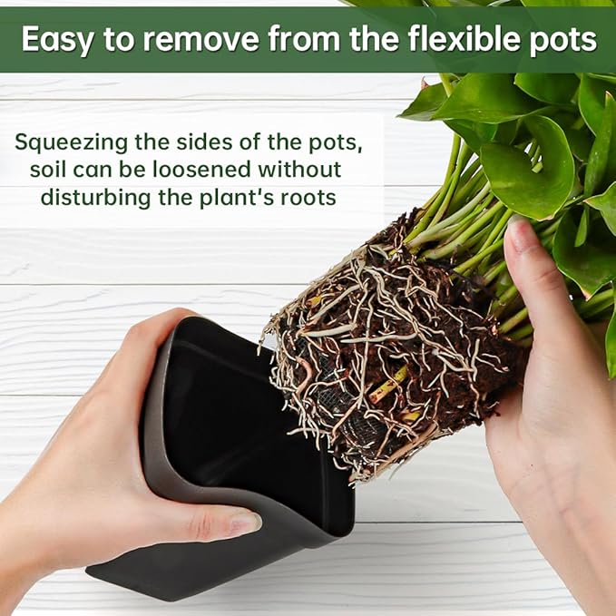 Small Plant Pots 3.5 Inch, 120 Pcs Nursery Pots with Drainage Holes, Durable Plastic Succulents Pots for Seedlings, Cuttings (Black)