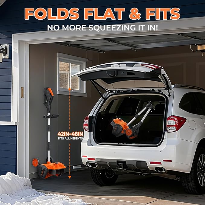 Cordless Snow Shovel, 3500W Battery Snow Blower with Dual 6.0Ah Anti-Freeze Batteries & Base Plate, 25.6Ft Throw, 13Inx7In Brushless Snow Shovel with Wheels for Driveway Sidewalk Snow Removal