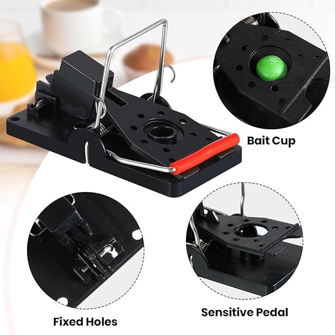 Qualirey 18 Pcs Plastic Mouse Rat Traps House Indoor Quick Effective Safe for Warehouse Garden Kitchen 3.86 x 1.81 x 2.17 Inch (Black,Red)