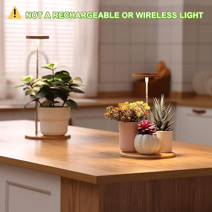 Plant Grow Light for Indoor Plant,Bamboo Mini LED Grow Light Garden,Height Adjustable,Automatic Timer with 8/12/16 Hours