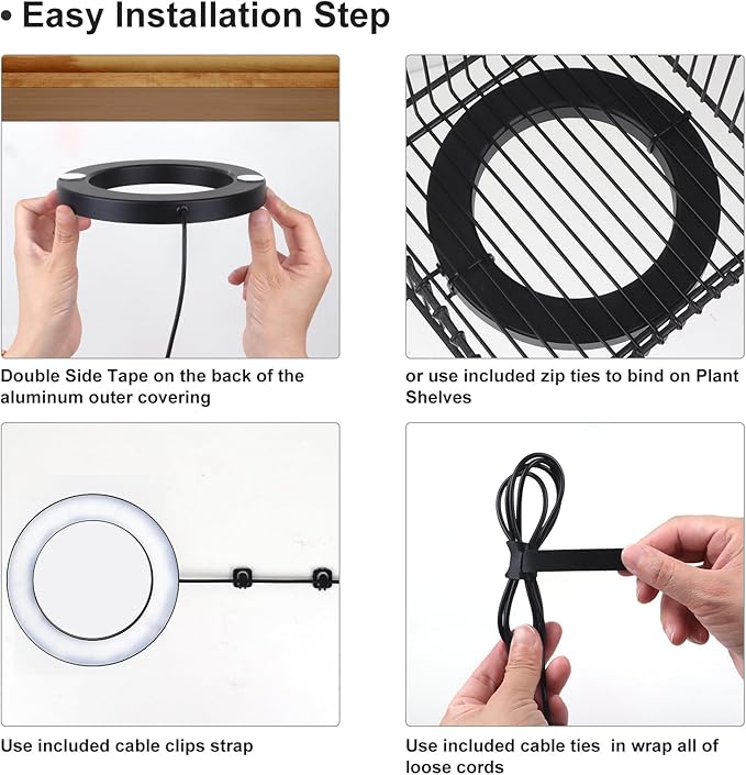Full Spectrum Grow Light for Indoor Plants, 144 LEDs Halo Plant Light with Auto On/Off Timer (4/8/12H), 10-Level Brightness, 3 Lighting Modes, for Small Plants & Seedlings (Black, Dual Head)