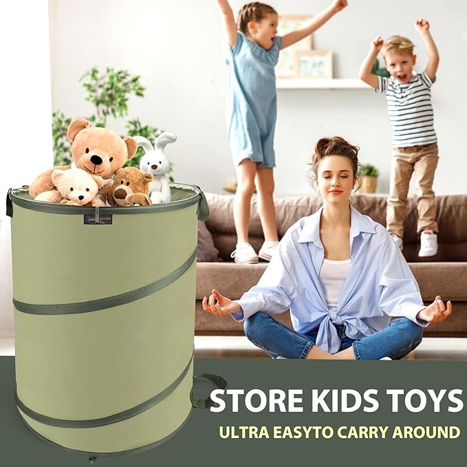 YUDI & GARDEN 45 Gallon Collapsible Garden Bag｜Collapsible Trash Can｜Camping Trash Can, Use for Gardening Cleanup or Party Waste and Outdoor Activities