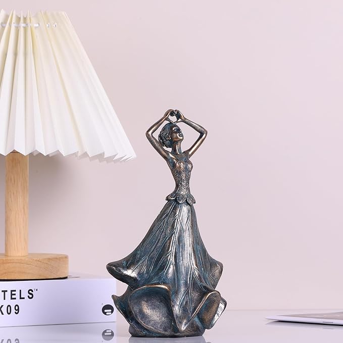 QIANLING 8'' Fairy Statue - Leaf Angel Girls Sculptures Resin Home Decor, Decorations Figurines Gift for Inside or Outside, Bedroom, Office Desktop, Cabinets, Book Shelf or Outdoor Garden Yard