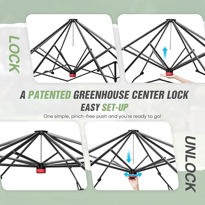 EAGLE PEAK 10x10 Portable Walk in Greenhouse with Polyester Reinforced Corners, Instant Pop up Indoor Outdoor Gardening Green House, Roll Up Zipper Entry Doors and Mesh Windows, Green/White