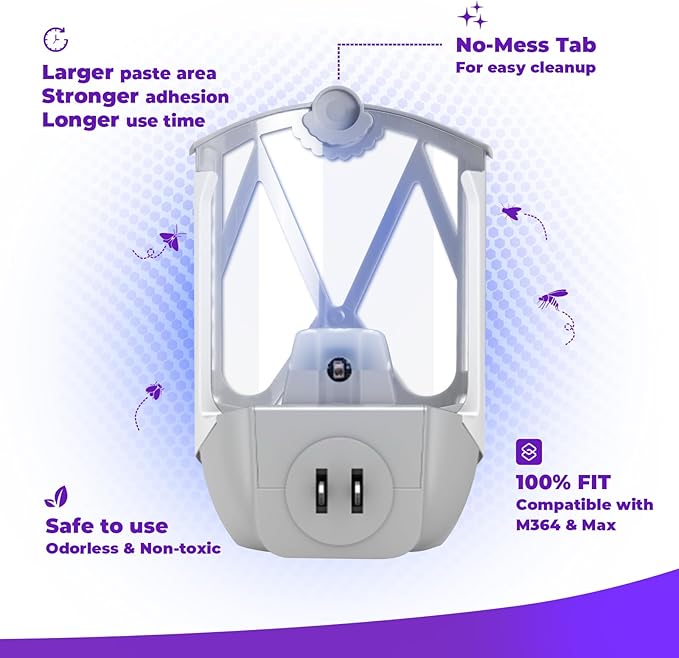 10 Pack Refill Cartridge Kit, Zevo Flying Insect Trap Refills, Replacement Refill Compatible with ZEVO Plug-in Light M364 and Max, 2025 Upgraded High-Stick, 100% Fit & Easy Replace