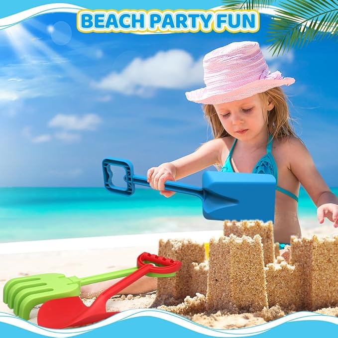 Dilabnba 16'' Beach Sand Shovels Spade Scoop Rake Tool for Kids Toddlers, Garden Snow Beach Sandbox Shovels Toy for Digging, Gift for Boys Girls- 3 PCS/Plastic