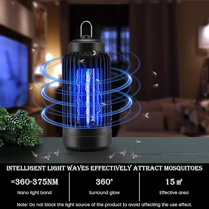 Qualirey Electric Bug Zapper 1000V Mosquito Killer Lamp Portable Insect Killer Indoor Fly Zapper Trap Mosquito Repellent Outdoor Insect Catcher UV Light for Backyard Patio(2 Packs)