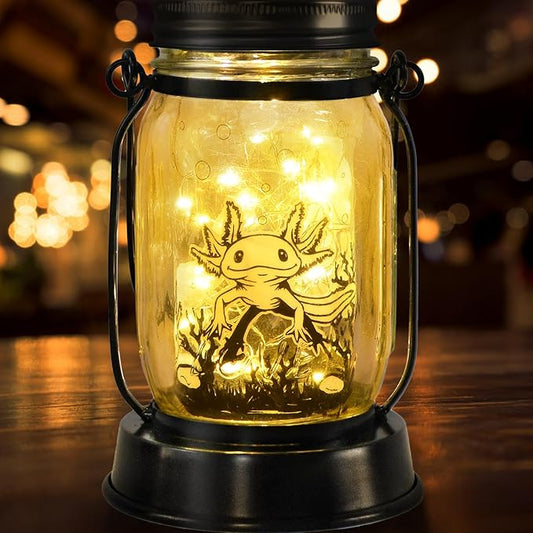 kyoryuger Axolotl Gifts for Women/Men/Kids Axolotl Solar Lanterns Mom Grandma Birthday Present Lantern Memorial Lights Solar Garden Decoration Outside for Yard, Patio,Backyard,Porch Torches
