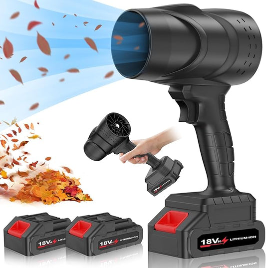 Leaf Blower Cordless with Battery, Portable Handheld blowers, Press to Variable Speed, 15000RPM 150MPH, 18V*2 Pcs Battery Powered, Snow Blowing, Lawn Care, Patio, Blowing Leaves