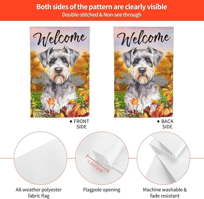 Schnauzer Autumn Pumpkin Fall Dog Garden Flag Welcome Party Outdoor Outside Decorations Picks Home House Garden Yard Decor 12x18 Inch
