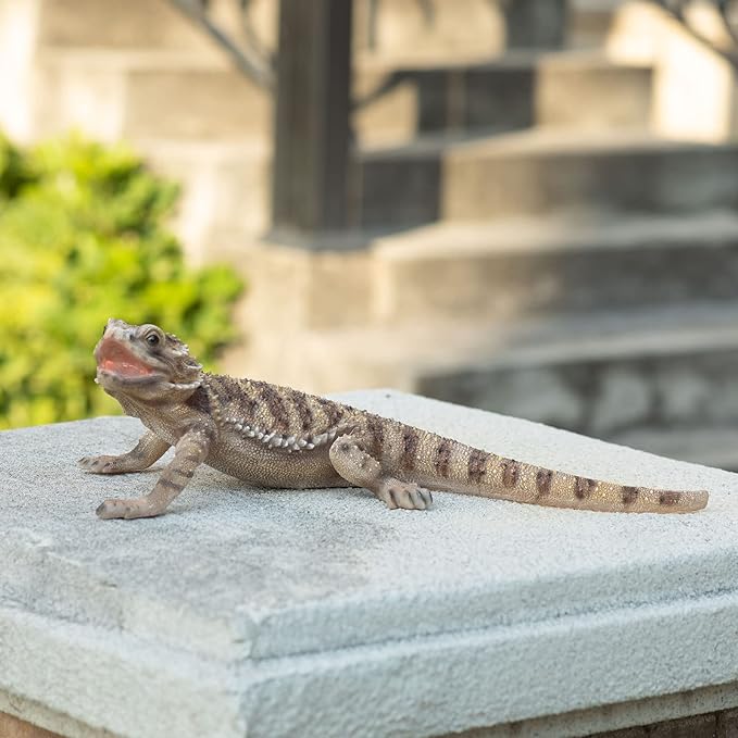Garden Lizard Statue Vivid Horny Lizard Figurine Decorations Resin Animal Sculpture Outdoor Garden Statue for Patio Yard Lawn Ornaments Art Gift 12.6 inch by Hand Painted