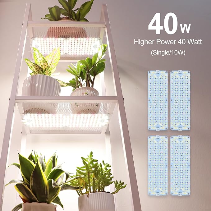 4Pack 2025 Ultra-Thin Panel Grow Lights for Seed Starting, Vegetables, Greenhouse & Under Cabinet & Shelf Plants with Timer 4/8/12H, Free Connect Full Spectrum Indoor LED Plant Growing Lamps