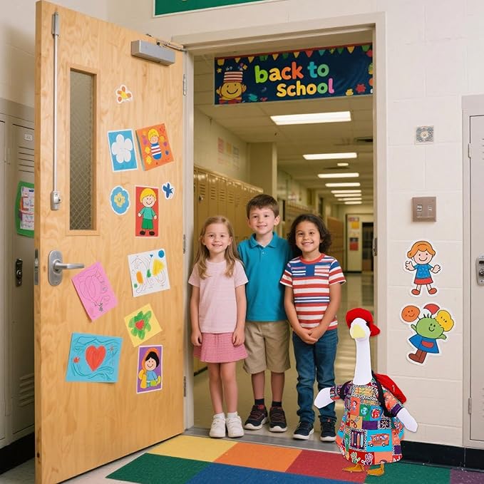 AZYM Back to School Porch Goose Outfits,3 Pcs/Set Yard Goose Statue Clothes for 23" Statue Patio Lawn Garden Decoration（Black）