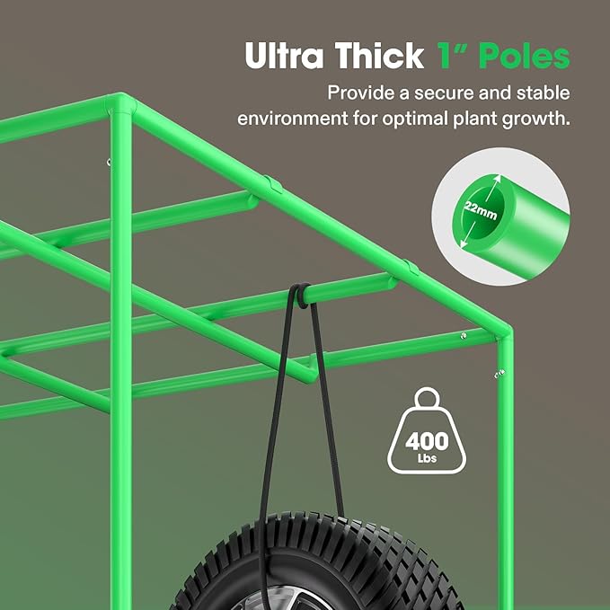 VIVOSUN P108 120"×120"×80" PRO Grow Tent, with Thick 1 inch Poles, Strengthened High Reflective Mylar Oxford Fabric, Extra Hanging Bars & High CFM Kit for Hydroponics Indoor Plant for VSFD6500×4