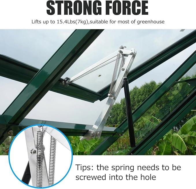 CHANGE MOORE Auto Vent Opener Automatic Greenhouse Window Opener Roof Vent Opener Auto Vent Kit Sensitive Gardening Tools Automatic Greenhouses Supplies (2Pcs Dual Spring Up to 33lbs)