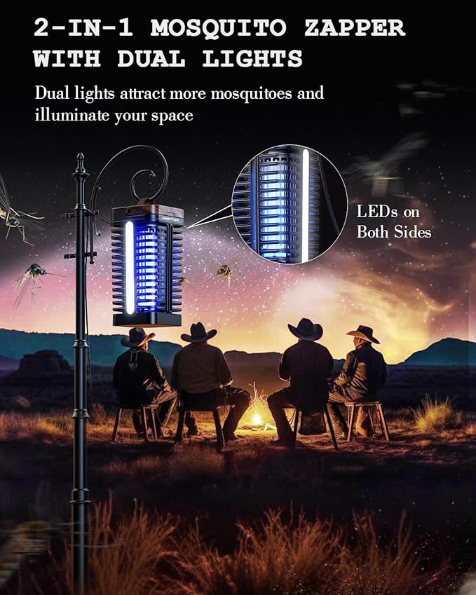 Minimoon Bug Zapper Outdoor with Dual LED Lights, 15W Mosquito Zapper 4200V Electric Fly Trap, Western Theme, IPX4 Waterproof, 5.9 Ft Cord, Fly Zapper for Backyard, Patio, Indoor