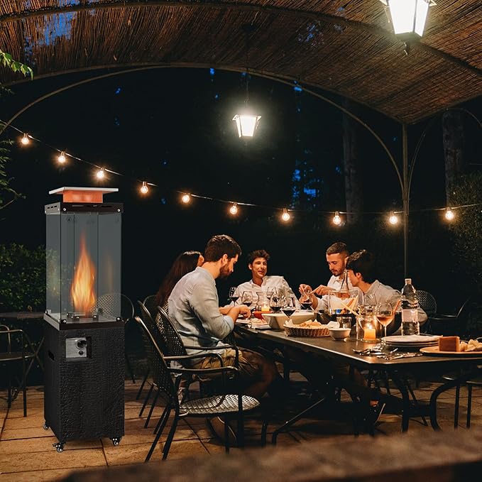 Giantex 41,000 BTU Outdoor Heater, Propane Patio Heater, Outside Space Heater with Protective Cover, Wheels & Adjustable Feet, CSA Certification, Portable Gas Heater for Garden, Yard (Black)