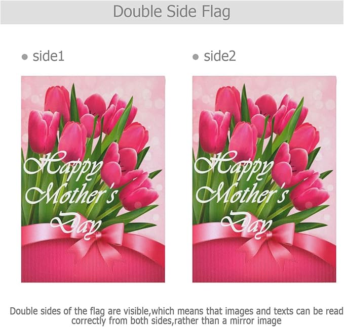 Kcldeci Happy Mother's Day Hoiliday Welcome Garden Flag 12x18 Inch Red Tulips for Mom Yard Flags Large Vertical Double Sided House Flag Seasonal Outside Decor for Yard Farmhouse