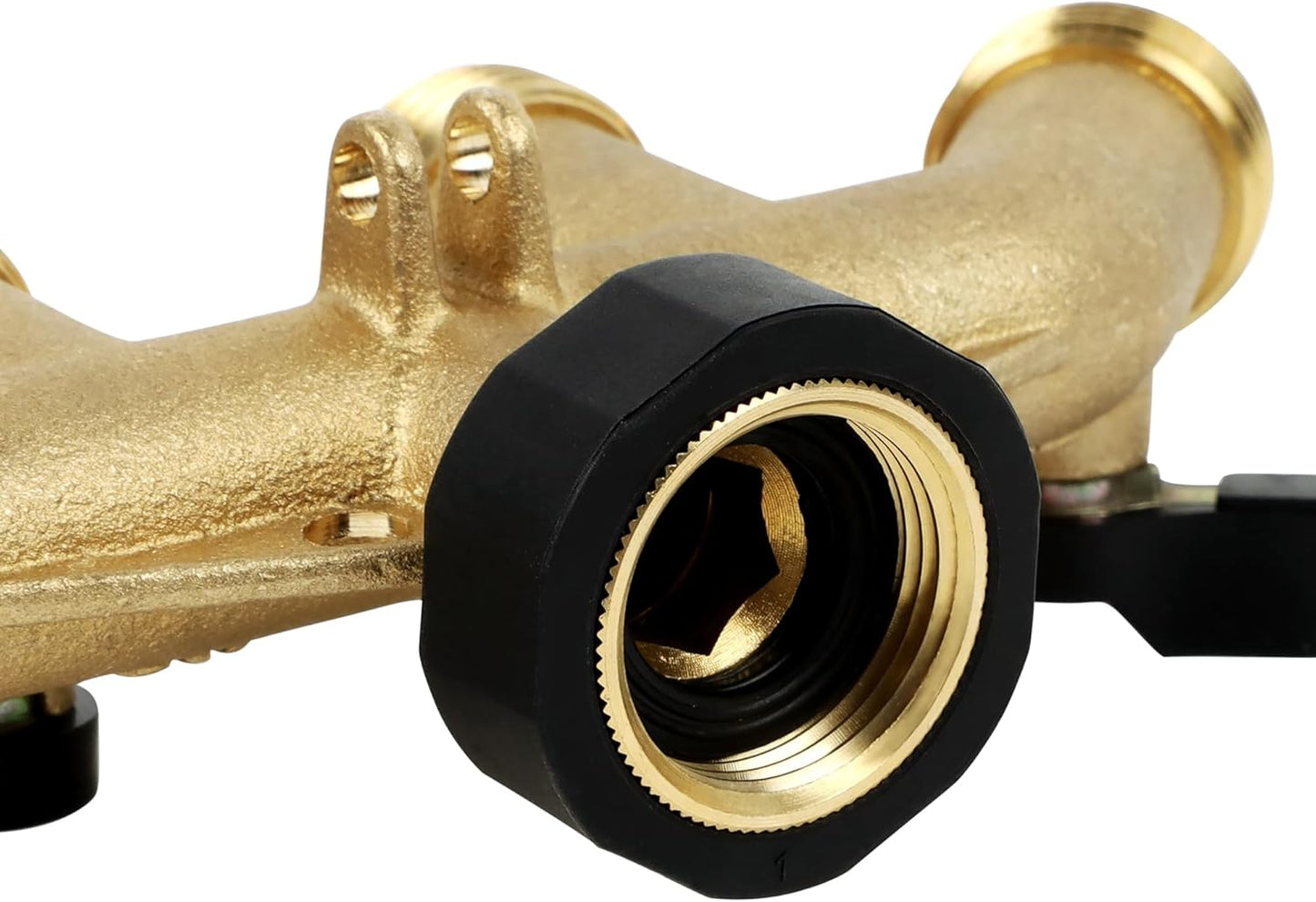 4 Way Brass Hose Splitter, 3/4" Brass Hose Faucet Manifold, Garden Hose Adapter Connector