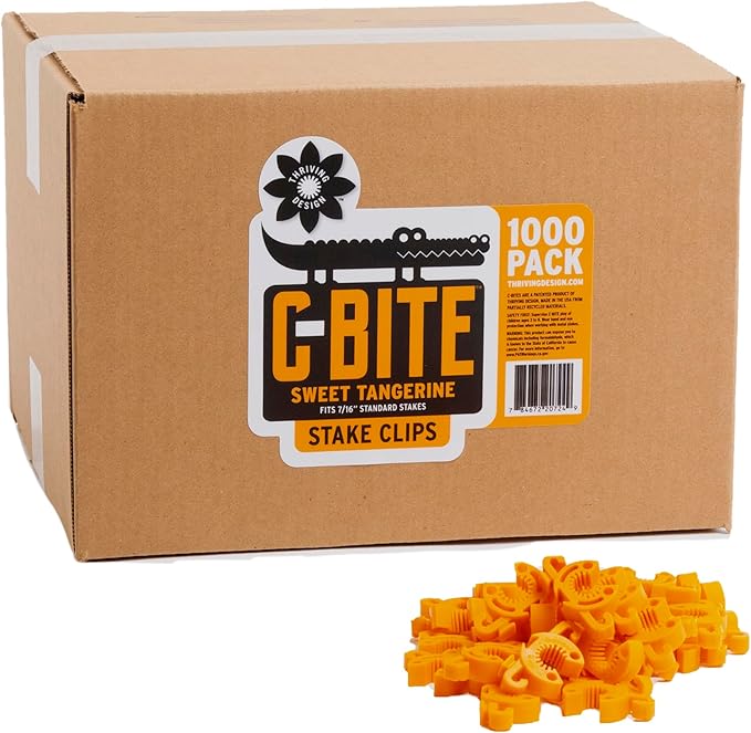 Plant Support Clips for Trellis, Garden Stakes, Wire Fence, Climbing Plants, Indoor Gardening, Hydroponics Systems, and Vines | Durable Gardening Clips (Tangerine Orange - 1,000 Pack)