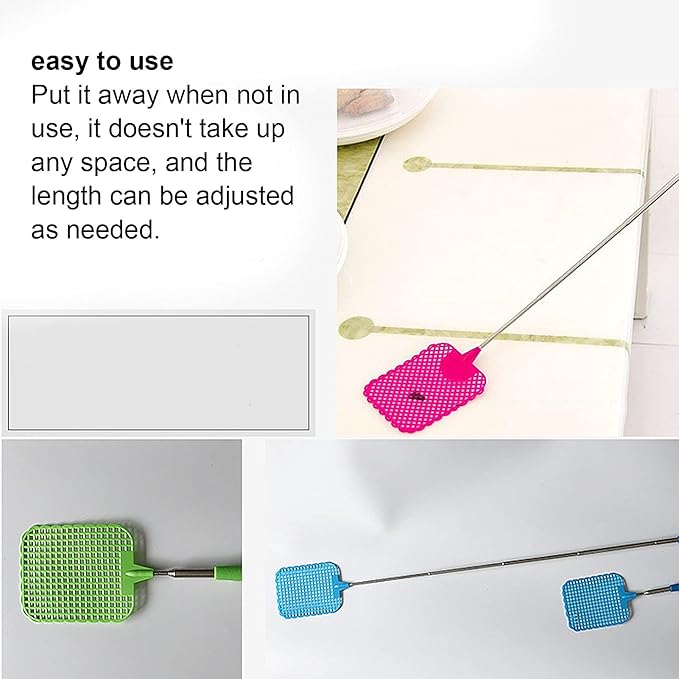 9PCS Fly Swatter, 10 to 29in Retractable Fly Swatter, Flyswatter with 3x3.7in Mesh Frame Suitable for Various Places Such as Homes Offices Outdoors and Camping