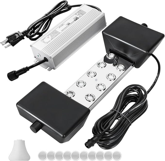 YORKING Ultrasonic Fogger, 10 Head Ultrasonic Mist Maker, 7000ml/H 350W Mist Maker Fogger with Buoy IP67 Waterproof Power Supply for Pond Garden Lawn Rockery Greenhouse Halloween Decoration