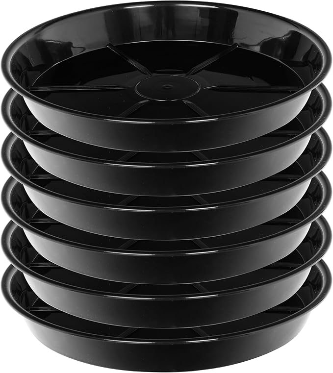 Plant Saucer 6 Inch 6 Pack 8 10 12 14 16 18 Inch, Plant Trays for Pots Heavy Duty Round Plastic Plant Saucers for Indoors Outdoors, Plant Water Catcher Tray, Flower Plant Pot Saucer