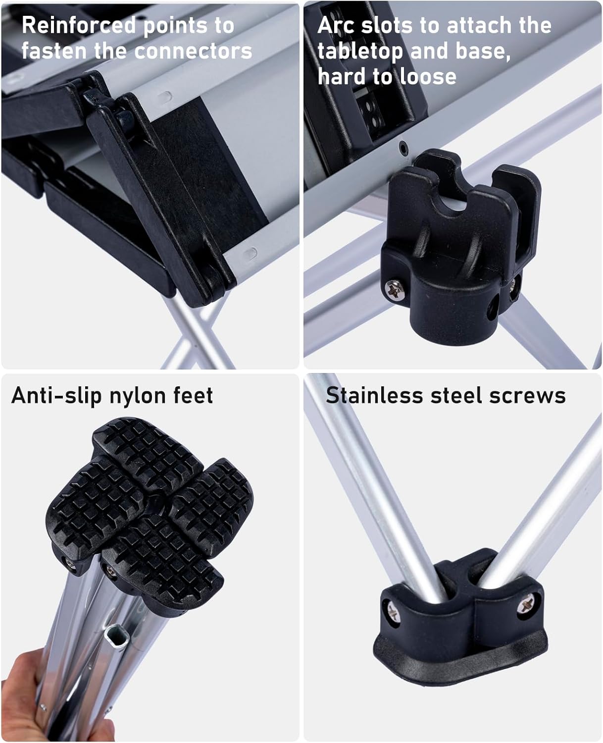 iClimb Ultralight Compact Camping Folding Table with Carry Bag (Silver - S)