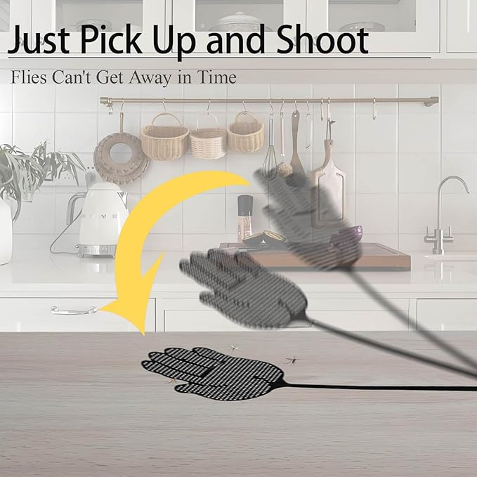 Fly Swatter Heavy Duty for Indoors – Hand-Shaped Flyswatter with Non-Slip Grip, Flexible 6-Pack Bug Swatters for Kitchen, Patio & Living Room