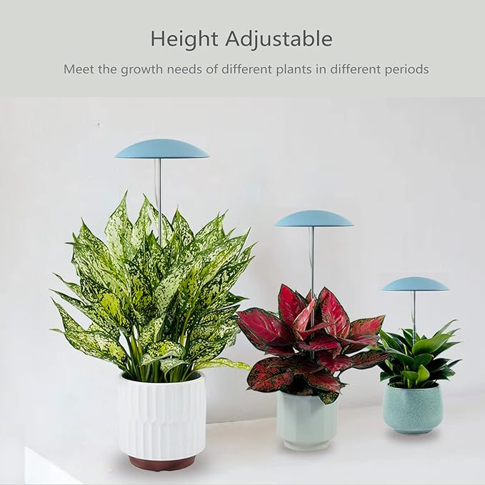 LED Grow Lights for Indoor Plants, Smart USB Small Full Spectrum Plant Lights with Remote, Height Adjustable, Auto On/Off Timer, Ideal for Home Decoration, Blue