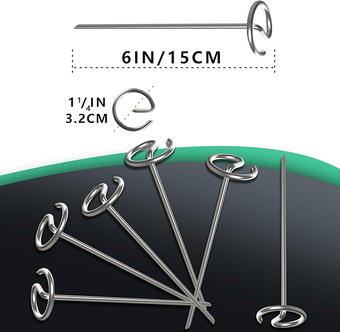 60 Pcs Landscape Staples - Landscape Fabric Pins - 6 Inch Galvanized Steel Garden Stakes, G-Shape Circle Top Ground Anchor Pins, for Weed Barrier, Landscape Fabric, and Garden Projects