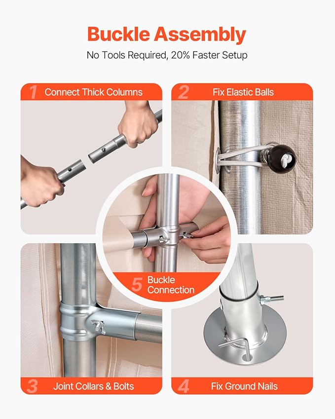 VEVOR Outdoor Storage Shed, 10 x 15 ft Portable Storage Tent with Roll-up Door & Vents, Waterproof Canopy Shed Shelter, Heavy Duty Frame, Patio Garage Carport for Motorcycle, Lawn Mower, Bike, Beige