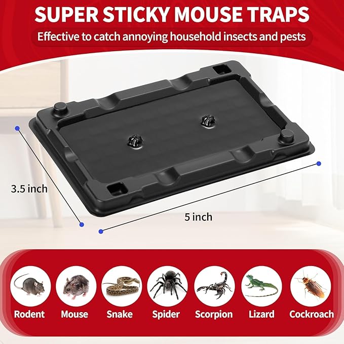 LULUCATCH Mouse & Insect Glue Traps, 120 Pack Adhesive Glue Traps, Pre-Baited Heavy Duty Non-Toxic Bulk Mouse Traps Indoor for Small Mice, Insects, Rodent, Bug, Easy to Use Pet Safe