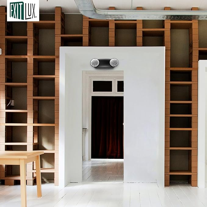 1 Packs Led Black Emergency Lights with Battery Backup Two-Adjustable?Bug Eye -UL 924?Certified Emergency Exit Signs-120-277VAC/Commercial Emergency Lights Fixtures/Indoor Exit Lights.