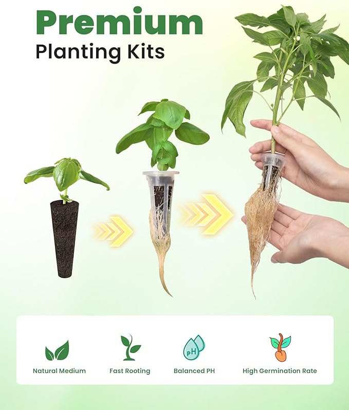 RAINPOINT 130pcs Seed Pod Kit, Complete Hydroponics Supplies for All Brands, Grow Anything Kit With 50 Sponges, 12 Baskets, 55 Pod Labels, 12 Domes for Hydroponics Growing System