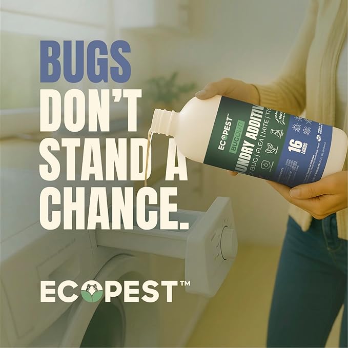 BugOut! Laundry Additive – Natural Detergent Booster for Bed Bug, Mite, Flea, & Tick Treatment & Prevention | Plant-Based Killer, Made with Fabric-Safe Soap | Works in Hot and Cold Wash (32 Oz)