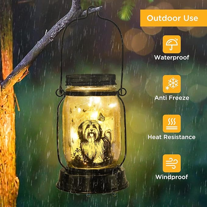 kyoryuger Shih Tzu Gifts for Women/Men Shih Tzu Solar Lanterns Dog Mom Birthday Dog Lovers Lantern Pet Loss Pet Memorial Lights Solar Garden Decoration for Yard, Patio,Backyard,Porch Torches Light