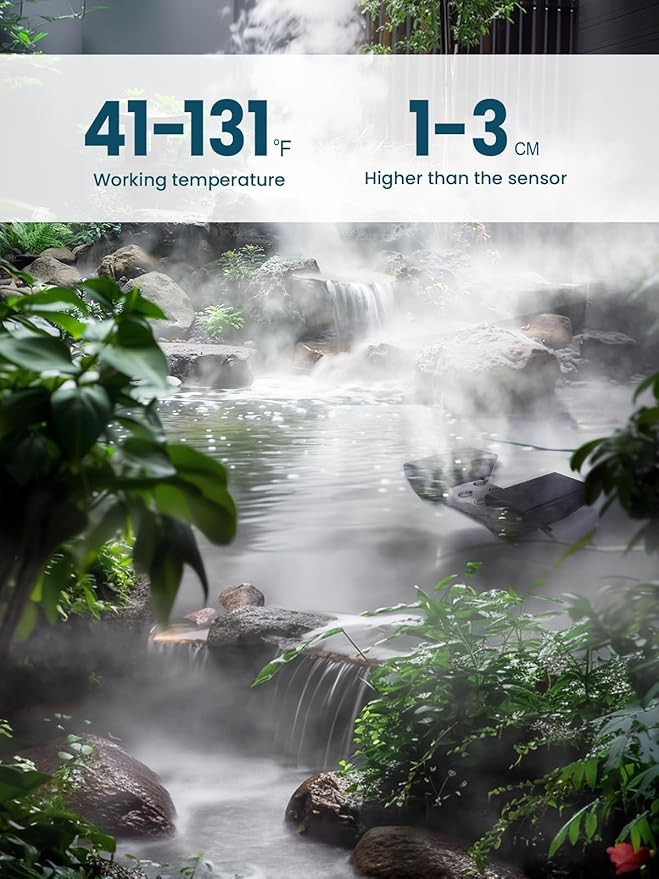 YORKING Ultrasonic Fogger, 12-Head Ultrasonic Mist Maker, 9000ml/H 400W Mist Maker Fogger with Buoy, IP67 Waterproof Power Supply for Pond, Garden, Lawn, Rockery, Greenhouse, Halloween Decoration