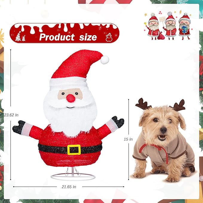 Collapsible Lights Christmas Santa Claus Lighted with LED Warm White Lights Christmas Outdoor Light Decor for Yard Lawn Porch Garden Living Room Bedroom Indoor Outdoor