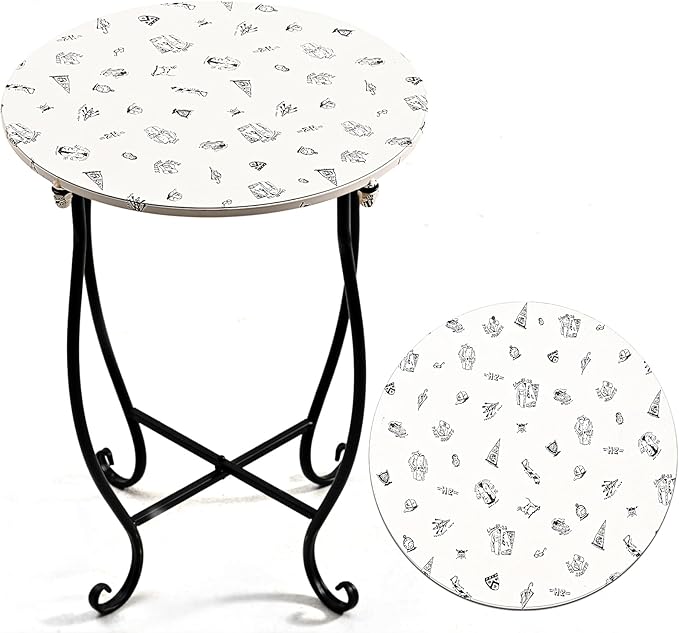 Patio Side Table, Versatile 14" Round Side Table Metal Stand for Balcony Yard Porch Bedside Rocking Chair and Pool Chair, Weather Resistant Accent Table for Indoor Outdoor Use, Easy Assembly