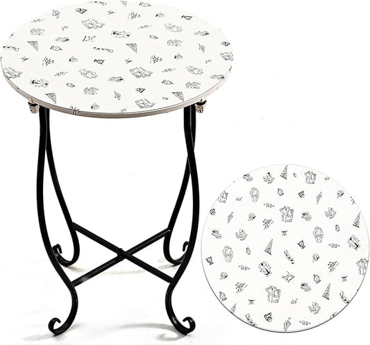 Patio Side Table, Versatile 14" Round Side Table Metal Stand for Balcony Yard Porch Bedside Rocking Chair and Pool Chair, Weather Resistant Accent Table for Indoor Outdoor Use, Easy Assembly