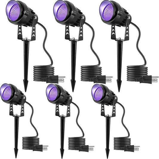 Halloween Black Lights Spot Lights,12W IP65 Waterproof Black SpotLights，LED Outdoor Garden SpotLighting for Parties Entertainment Houses（6 Pack
