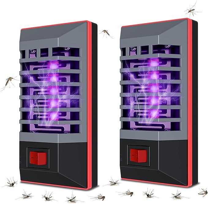 2 Pack Plug in Bug Zapper Indoor Flying Insect Trap, Electronic Mosquito Zappers Gnat Traps with LED Light for Patio, Bedroom, Kitchen, Office