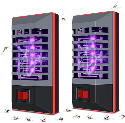 2 Pack Plug in Bug Zapper Indoor Flying Insect Trap, Electronic Mosquito Zappers Gnat Traps with LED Light for Patio, Bedroom, Kitchen, Office