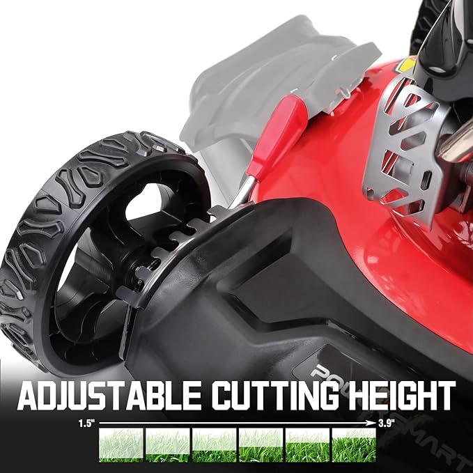 PowerSmart 21 in. Gas Lawn Mower with 144cc 4-Stroke Engine, Push Mower with Mulch, Side-Discharg, Bagger, 6-Positions Adjustable Cutting Height