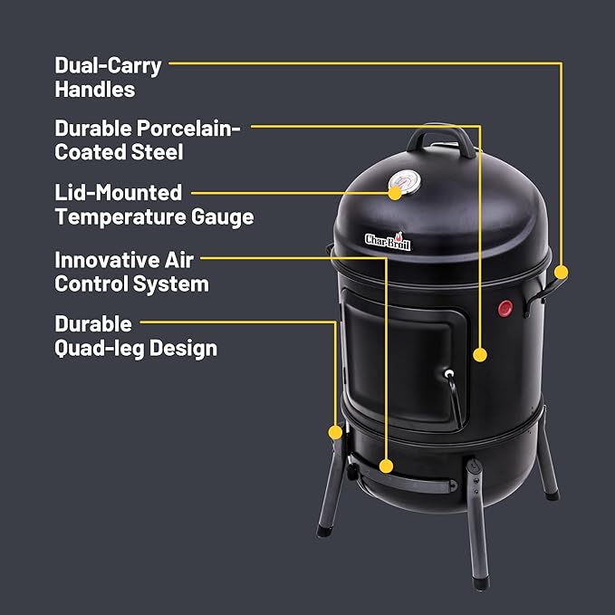 Charbroil® 20" Bullet Charcoal Smoker, Black - 18202076