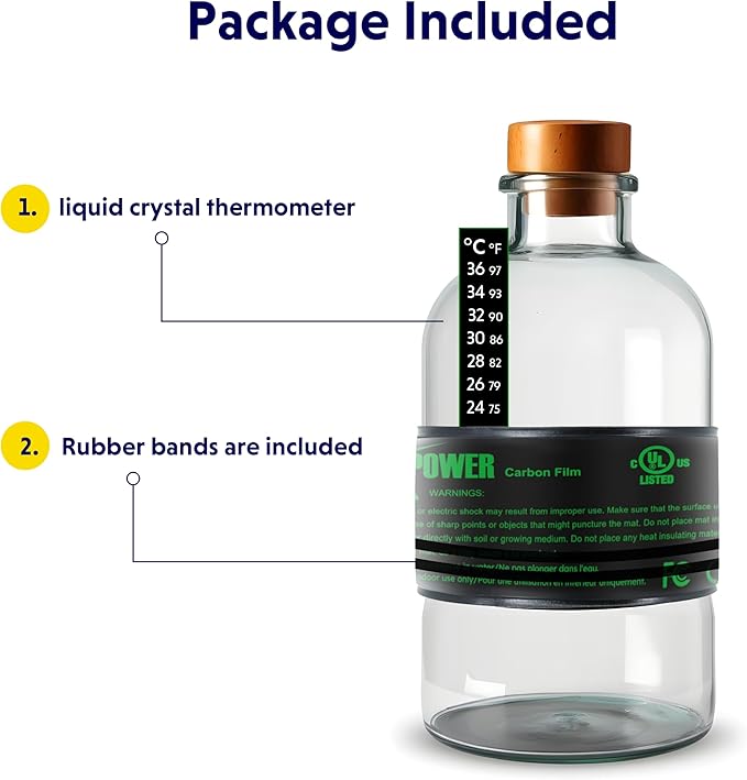 iPower Durable Seedling Heat Mat Warm 3" x 20" - 2 Pack with Temperature Adjustable Knob Hydroponic Heating Pad Waterproof for Seed Starting Greenhouse and Germination