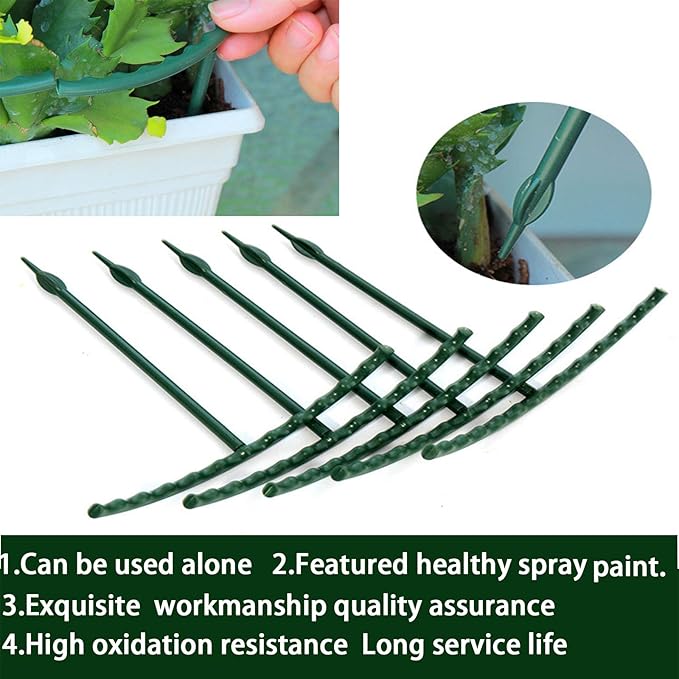 14Pcs Plant Support Stake Half Round Plant Support Ring Garden Flower Support for Tomato, Hydrangea, Indoor Plants, 6.3" Wide X 10.3" High
