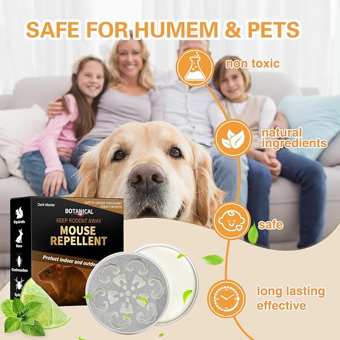 4 Pack Mouse Repellent,Rodent Repellent for Car Engines,Humane Mouse Traps for Car,House,Home,Indoor