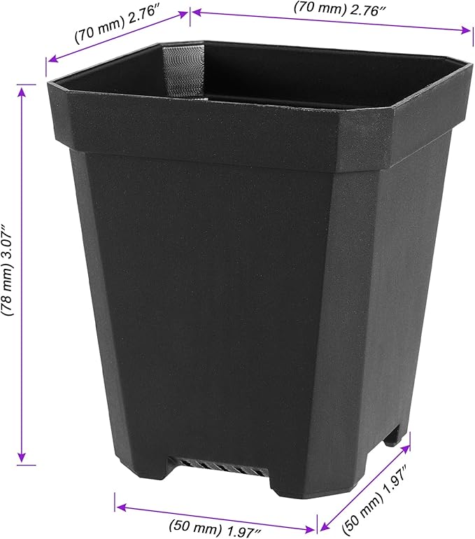 JOIKIT 120 Pack 3 Inch Black Square Nursery Pots, Plastic Plant Seedling Pot with Drainage Hole Saucers, Small Nursery Transplant Starter Planter for Indoor Outdoor Garden Office Balcony